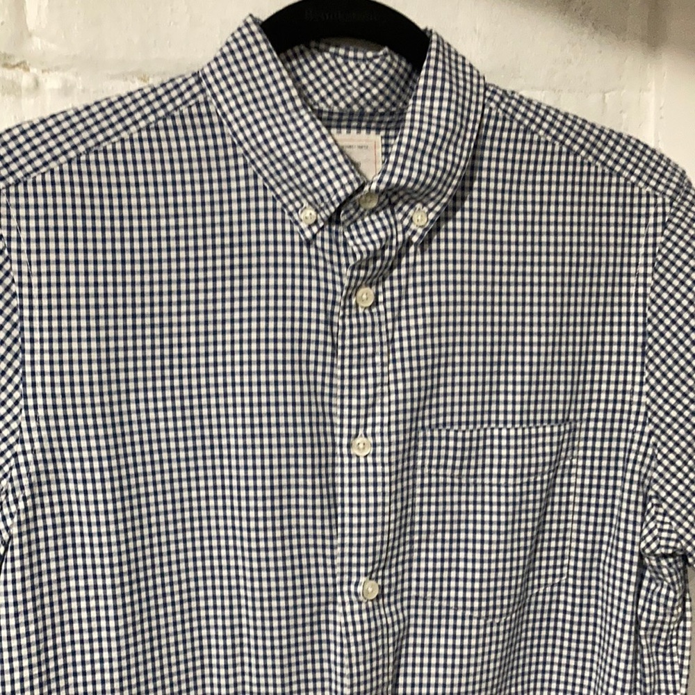 Plaid Short-Sleeve Button Down | S | Navy | Gap